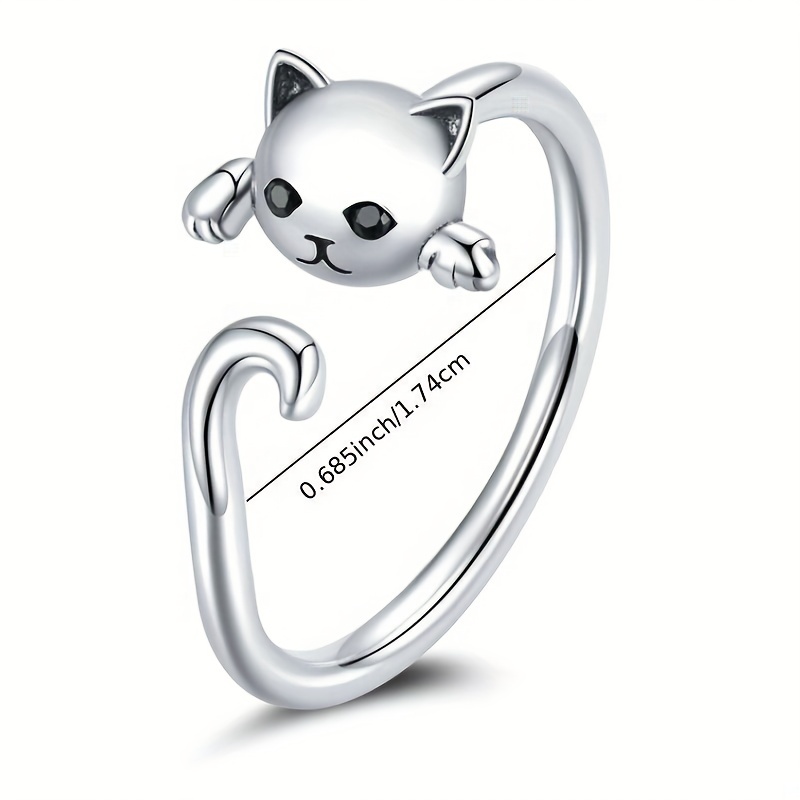 Cute Cat Shaped Zirconia Eye Copper Plated Ring